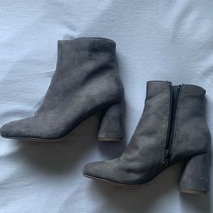 Grey Faux Suede Booties